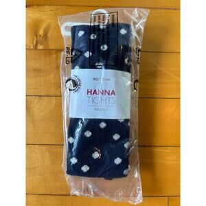 NWT Hanna Andersson Footed Tights Size 80-90 (US 2) Blue / Silvery Polka dots